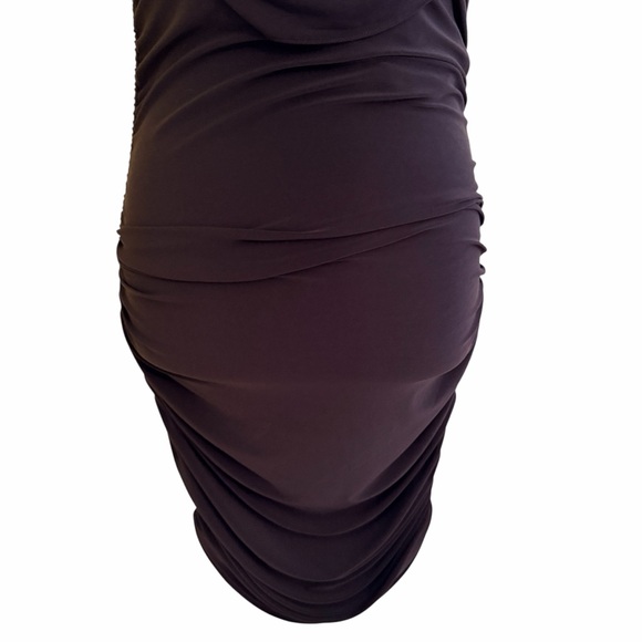 Ramy Brook Black Draped Cowl Neck Ruched Jersey Knit "Venus" Mini Dress S - Picture 5 of 12